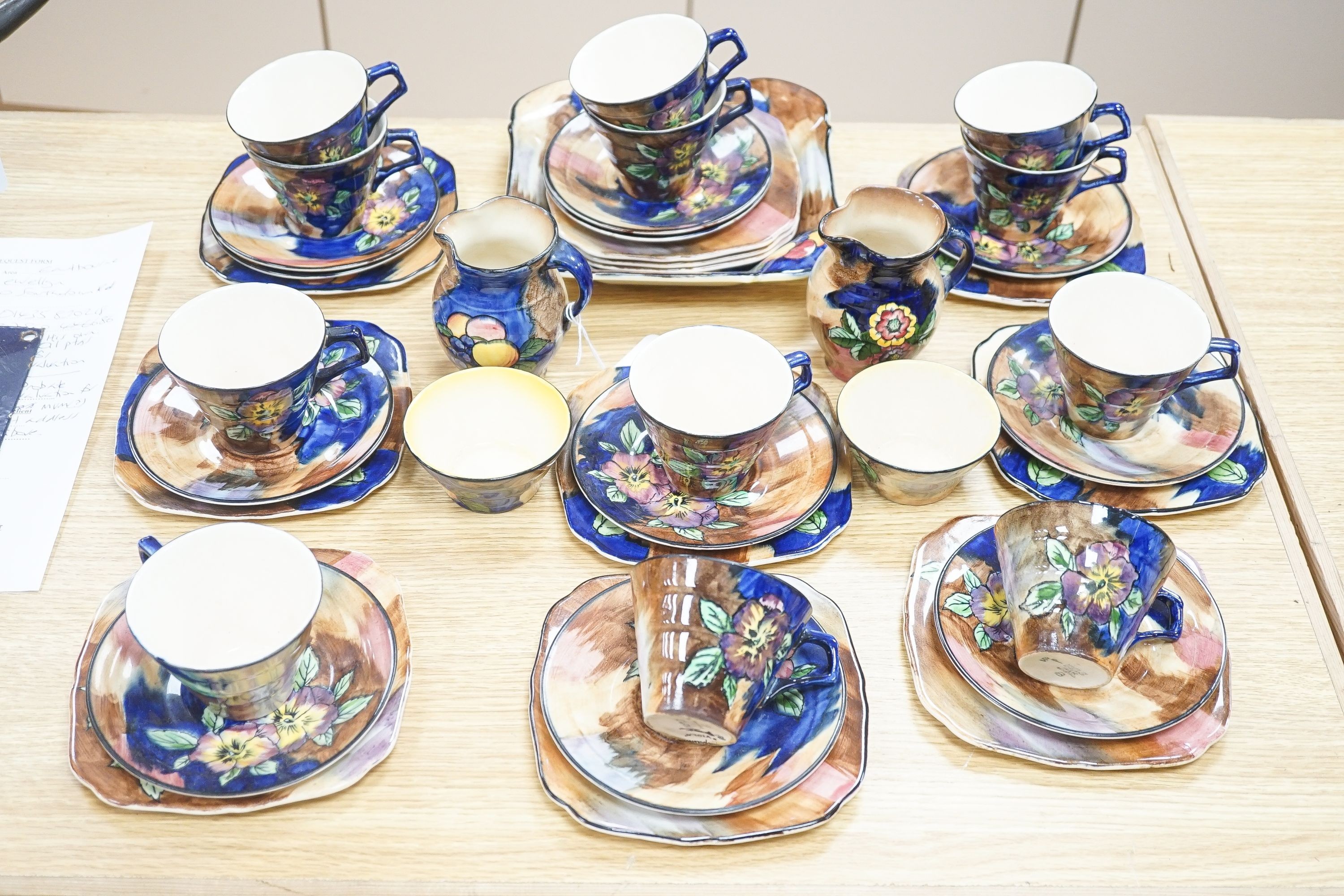 Staffordshire Viola pattern coffee set, 29 pieces